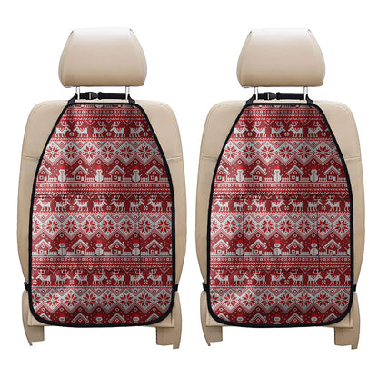 Merry Christmas Knitted Pattern Print Car Seat Organizers