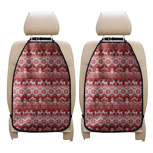 Merry Christmas Knitted Pattern Print Car Seat Organizers
