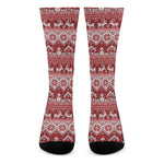 Merry Christmas Knitted Pattern Print Crew Socks