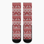 Merry Christmas Knitted Pattern Print Crew Socks
