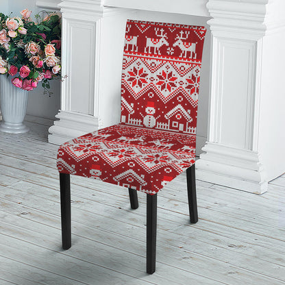 Merry Christmas Knitted Pattern Print Dining Chair Slipcover