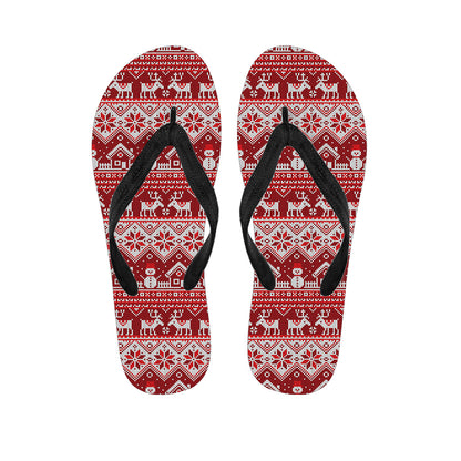 Merry Christmas Knitted Pattern Print Flip Flops