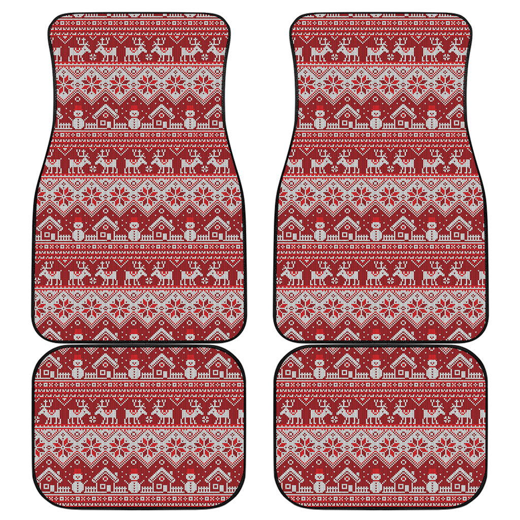 Merry Christmas Knitted Pattern Print Front and Back Car Floor Mats