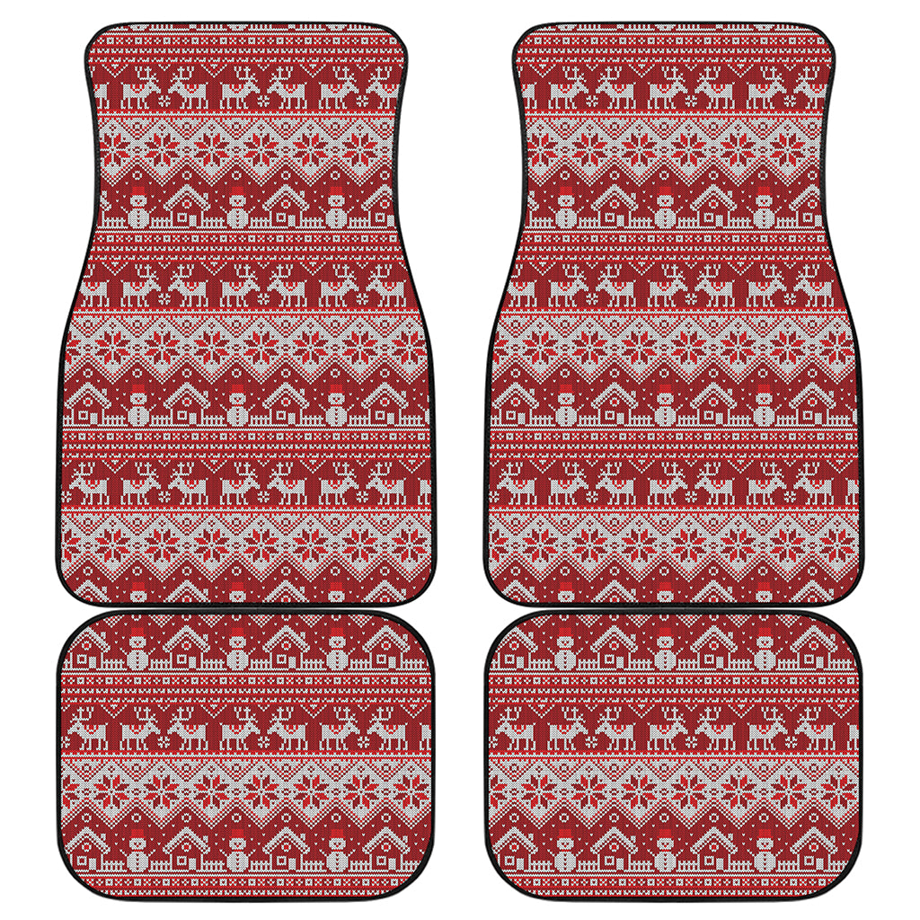 Merry Christmas Knitted Pattern Print Front and Back Car Floor Mats