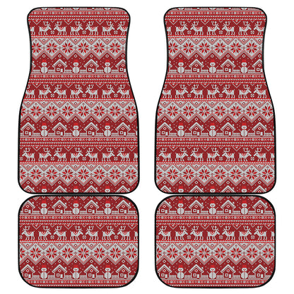Merry Christmas Knitted Pattern Print Front and Back Car Floor Mats