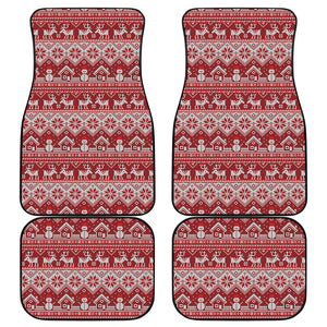 Merry Christmas Knitted Pattern Print Front and Back Car Floor Mats