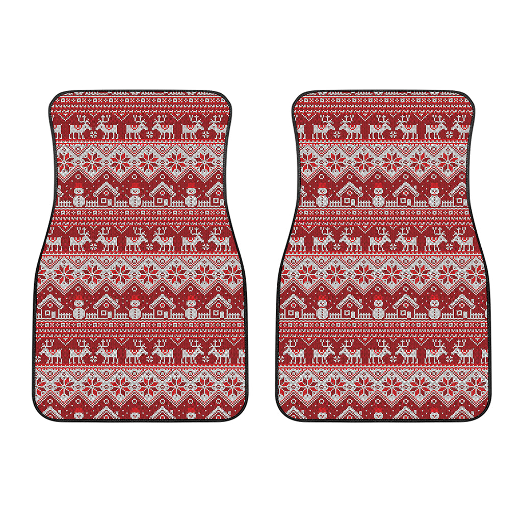 Merry Christmas Knitted Pattern Print Front Car Floor Mats