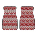 Merry Christmas Knitted Pattern Print Front Car Floor Mats