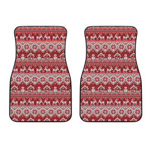 Merry Christmas Knitted Pattern Print Front Car Floor Mats