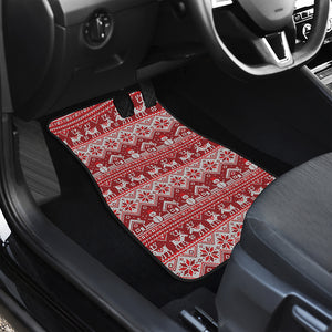 Merry Christmas Knitted Pattern Print Front Car Floor Mats