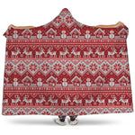 Merry Christmas Knitted Pattern Print Hooded Blanket