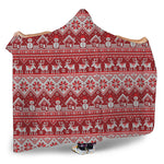 Merry Christmas Knitted Pattern Print Hooded Blanket