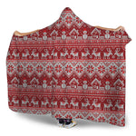 Merry Christmas Knitted Pattern Print Hooded Blanket
