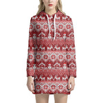 Merry Christmas Knitted Pattern Print Hoodie Dress