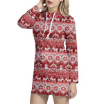 Merry Christmas Knitted Pattern Print Hoodie Dress