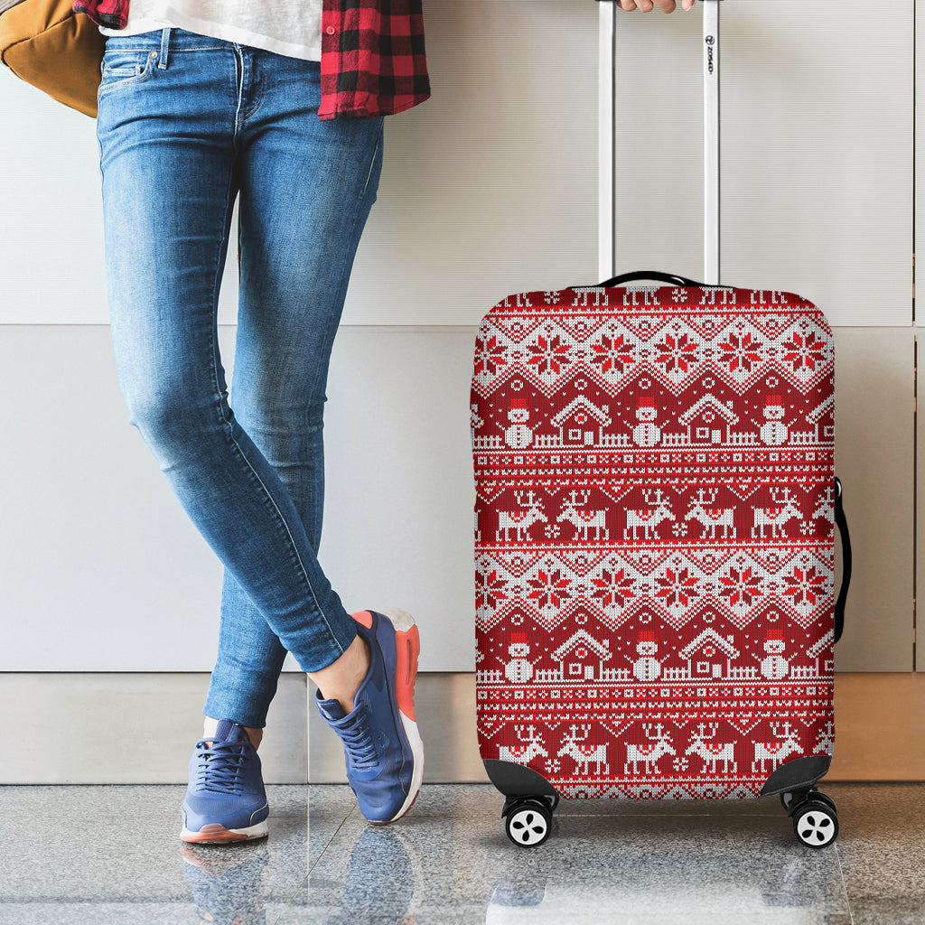 Merry Christmas Knitted Pattern Print Luggage Cover