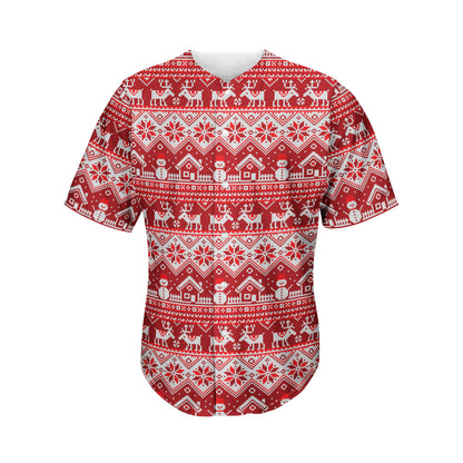 Merry Christmas Knitted Pattern Print Men's Baseball Jersey