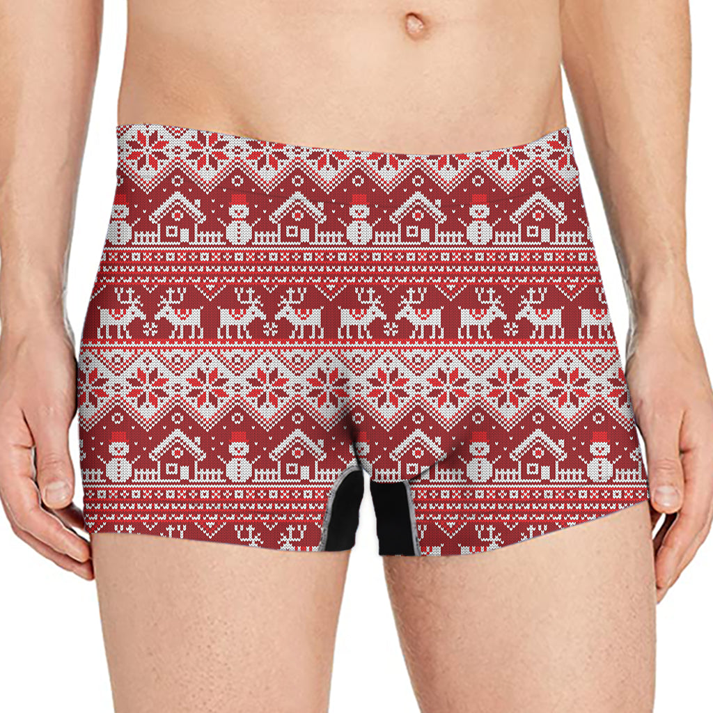 Merry Christmas Knitted Pattern Print Men's Boxer Briefs