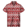 Merry Christmas Knitted Pattern Print Men's Short Sleeve Shirt