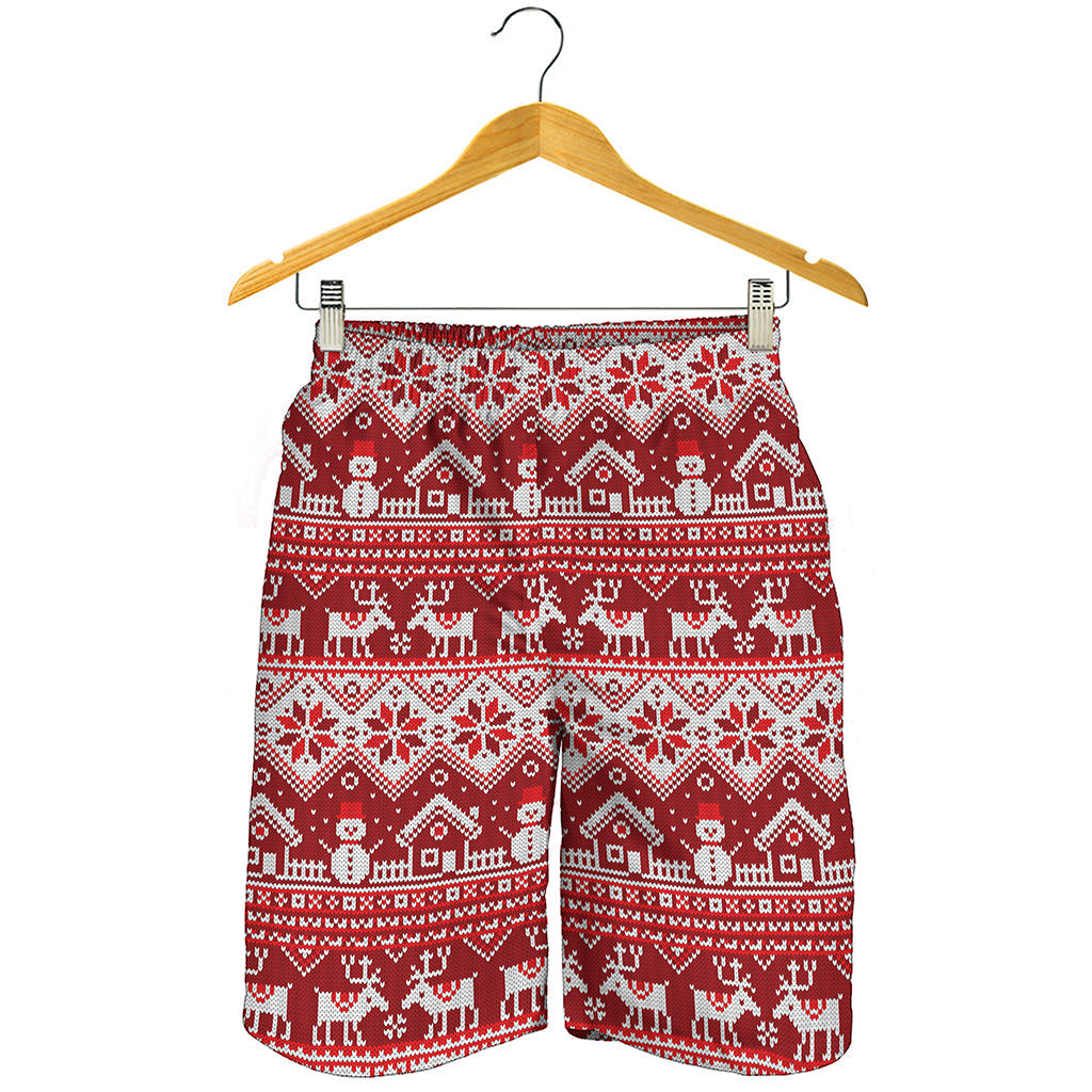 Merry Christmas Knitted Pattern Print Men's Shorts