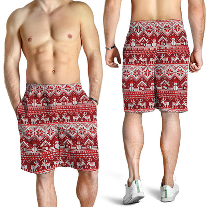 Merry Christmas Knitted Pattern Print Men's Shorts