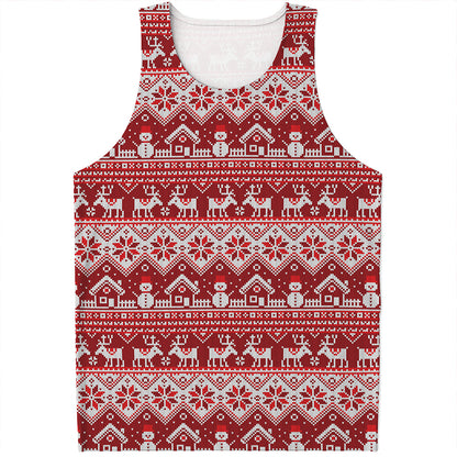 Merry Christmas Knitted Pattern Print Men's Tank Top