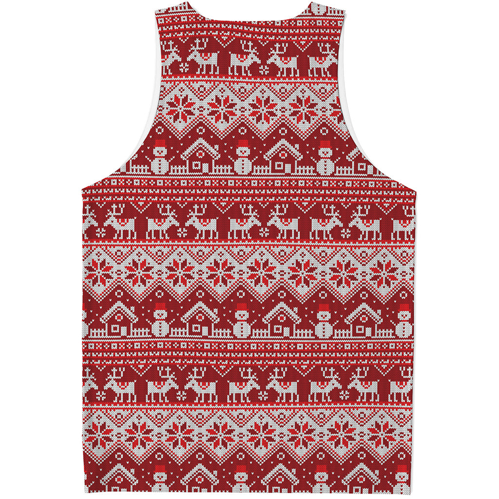 Merry Christmas Knitted Pattern Print Men's Tank Top