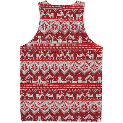Merry Christmas Knitted Pattern Print Men's Tank Top