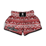 Merry Christmas Knitted Pattern Print Muay Thai Boxing Shorts