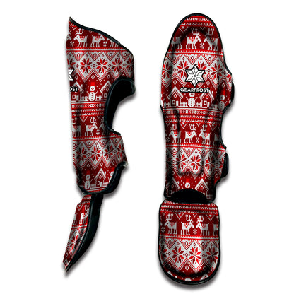 Merry Christmas Knitted Pattern Print Muay Thai Shin Guard