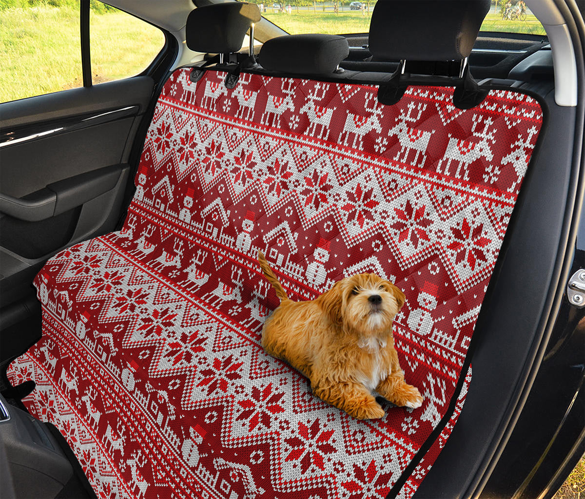 Merry Christmas Knitted Pattern Print Pet Car Back Seat Cover