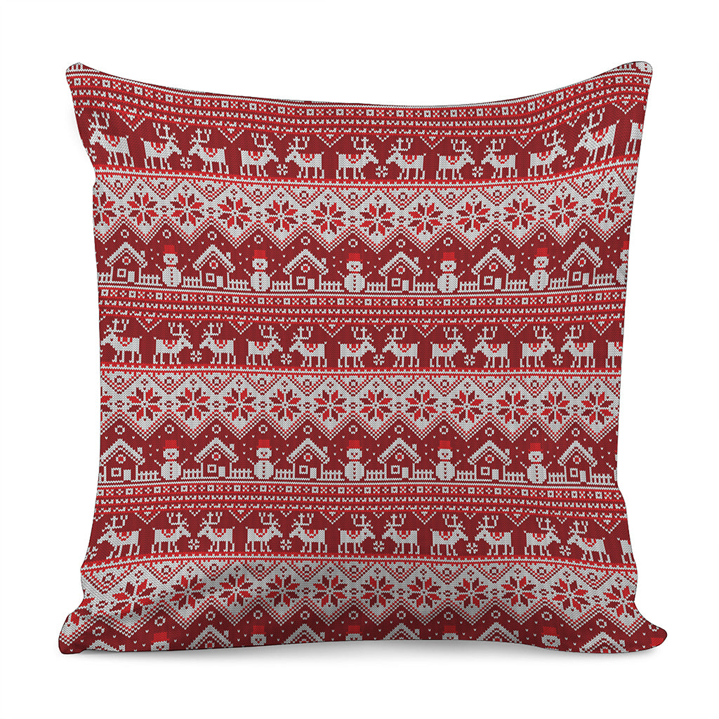 Merry Christmas Knitted Pattern Print Pillow Cover