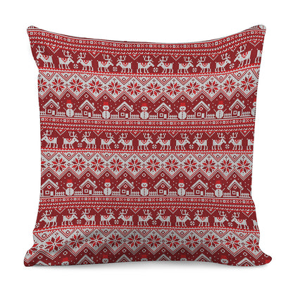 Merry Christmas Knitted Pattern Print Pillow Cover