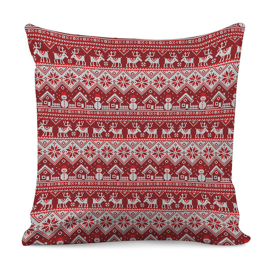 Merry Christmas Knitted Pattern Print Pillow Cover