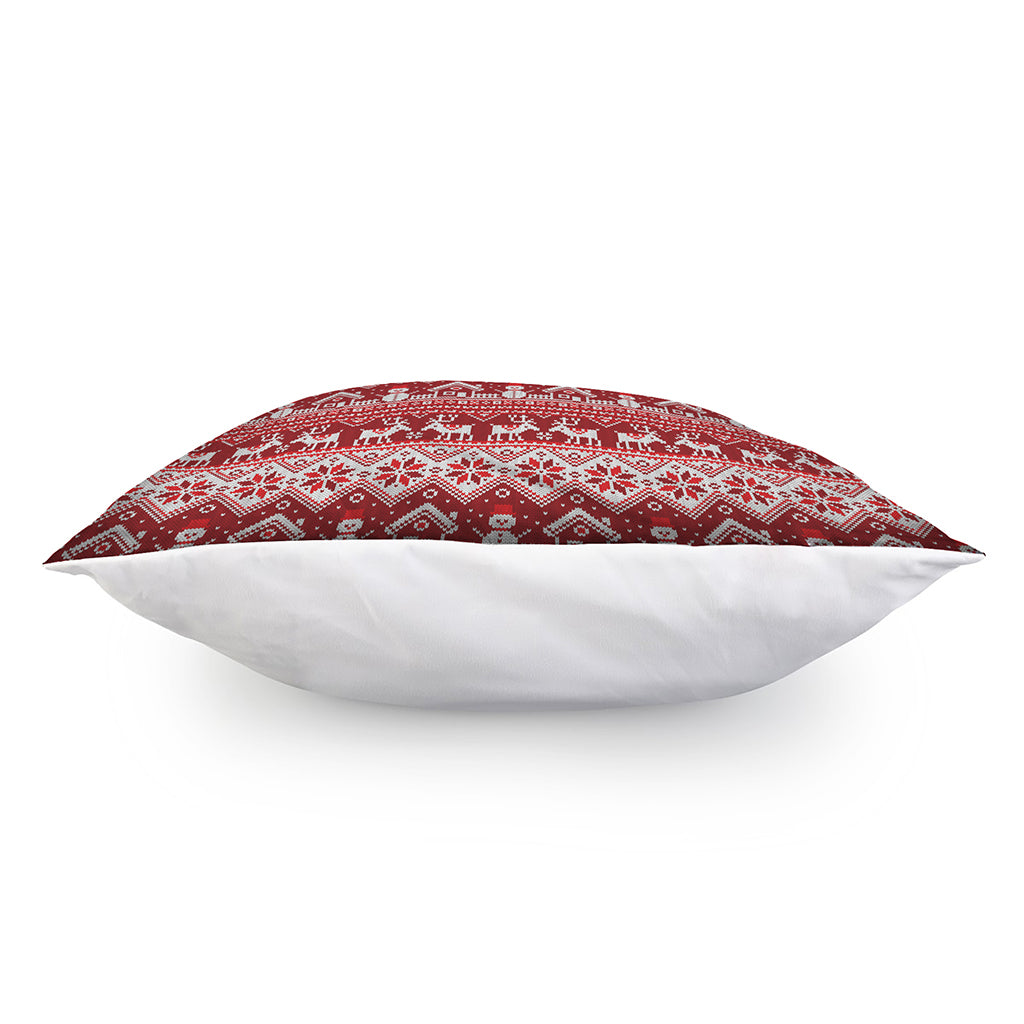 Merry Christmas Knitted Pattern Print Pillow Cover