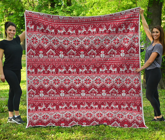 Merry Christmas Knitted Pattern Print Quilt