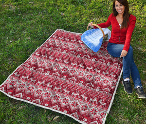 Merry Christmas Knitted Pattern Print Quilt