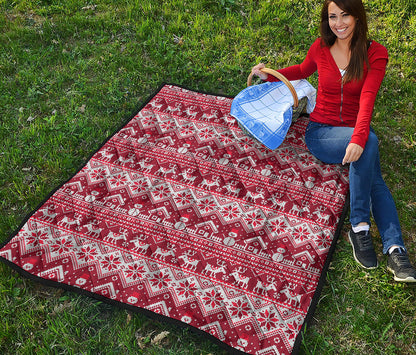 Merry Christmas Knitted Pattern Print Quilt