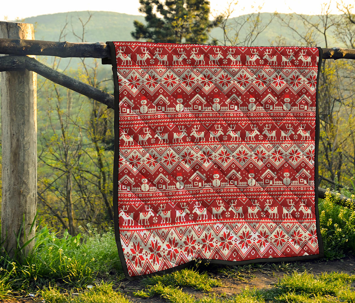 Merry Christmas Knitted Pattern Print Quilt
