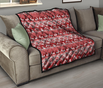 Merry Christmas Knitted Pattern Print Quilt