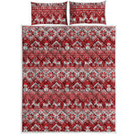 Merry Christmas Knitted Pattern Print Quilt Bed Set