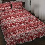 Merry Christmas Knitted Pattern Print Quilt Bed Set