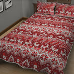 Merry Christmas Knitted Pattern Print Quilt Bed Set