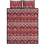Merry Christmas Knitted Pattern Print Quilt Bed Set