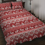 Merry Christmas Knitted Pattern Print Quilt Bed Set