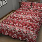 Merry Christmas Knitted Pattern Print Quilt Bed Set