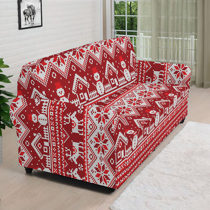 Merry Christmas Knitted Pattern Print Sofa Cover