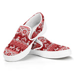 Merry Christmas Knitted Pattern Print White Slip On Shoes