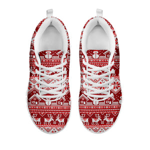 Merry Christmas Knitted Pattern Print White Sneakers