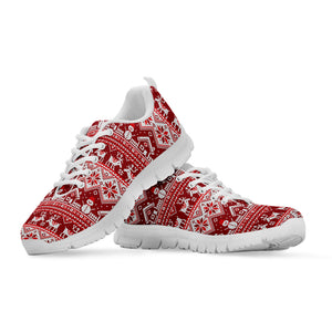 Merry Christmas Knitted Pattern Print White Sneakers